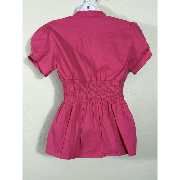 Y2K Vintage Pink Rare Jung Kim USA Babydoll Cinch Waist Top 90’s Button Down - Picture 6 of 10